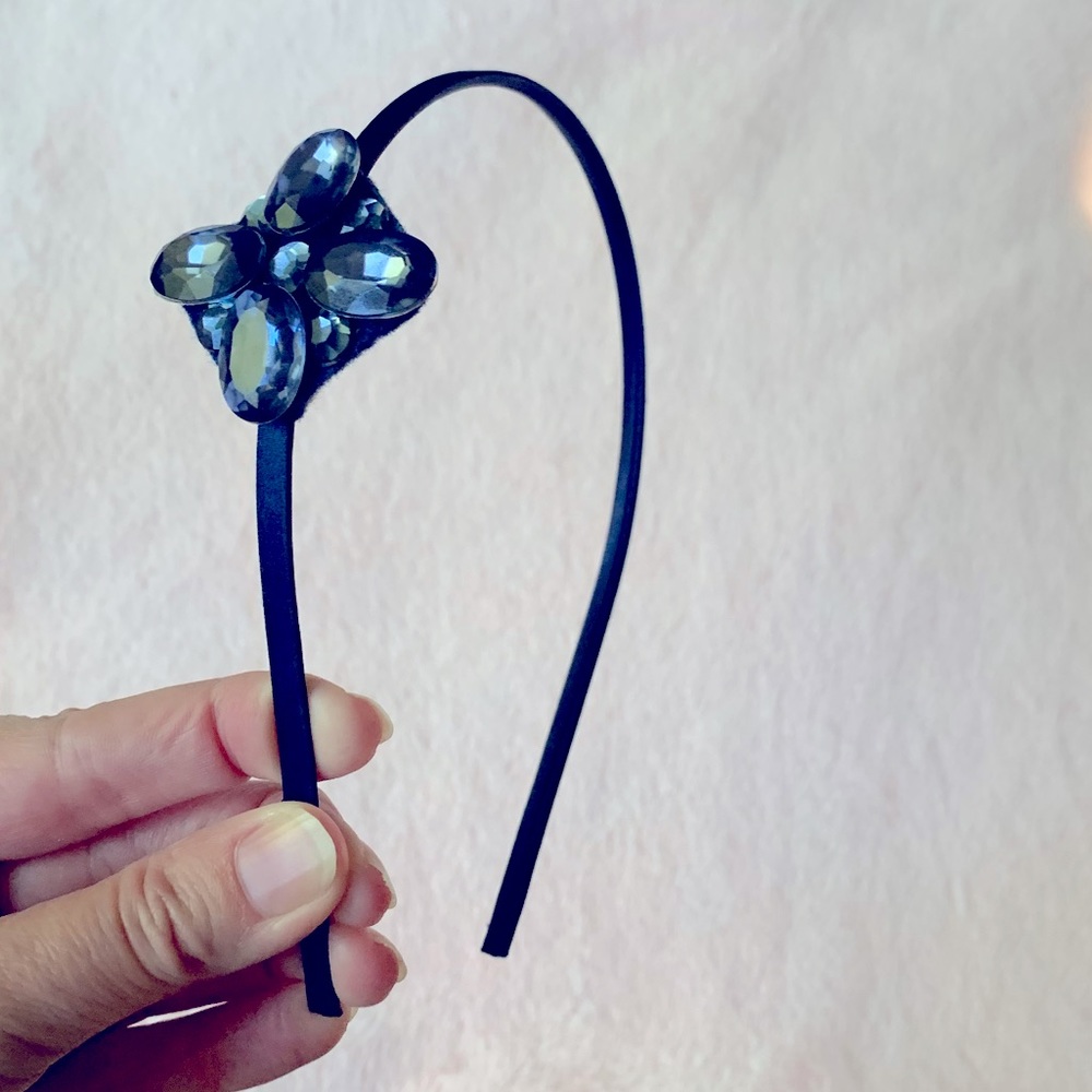 Navy Headband with Jewel Accent